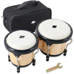Bongo Drum 4" and 5" Set for Adults  Beginners Professionals Tunable  and Metal Drum Percussion Instruments With Tuning Wrench