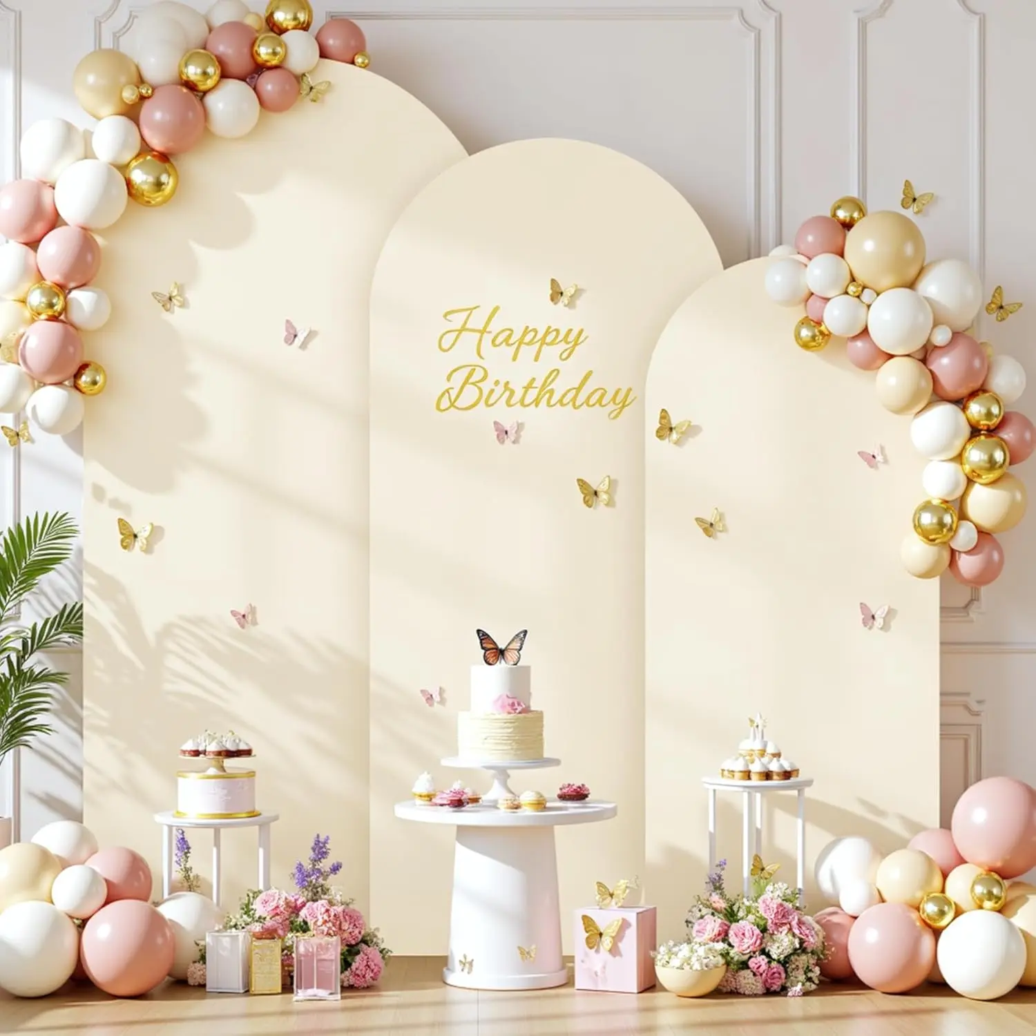 【Multiple Items Save More】7.2FT, 6.6FT, 6FT Arch Backdrop Cover Spandex Fitted Colorful Fabric Covers with Zipper for Baby Shower Birthday Party Wedding Photo Background  Graduation Decorations No Stand Included
