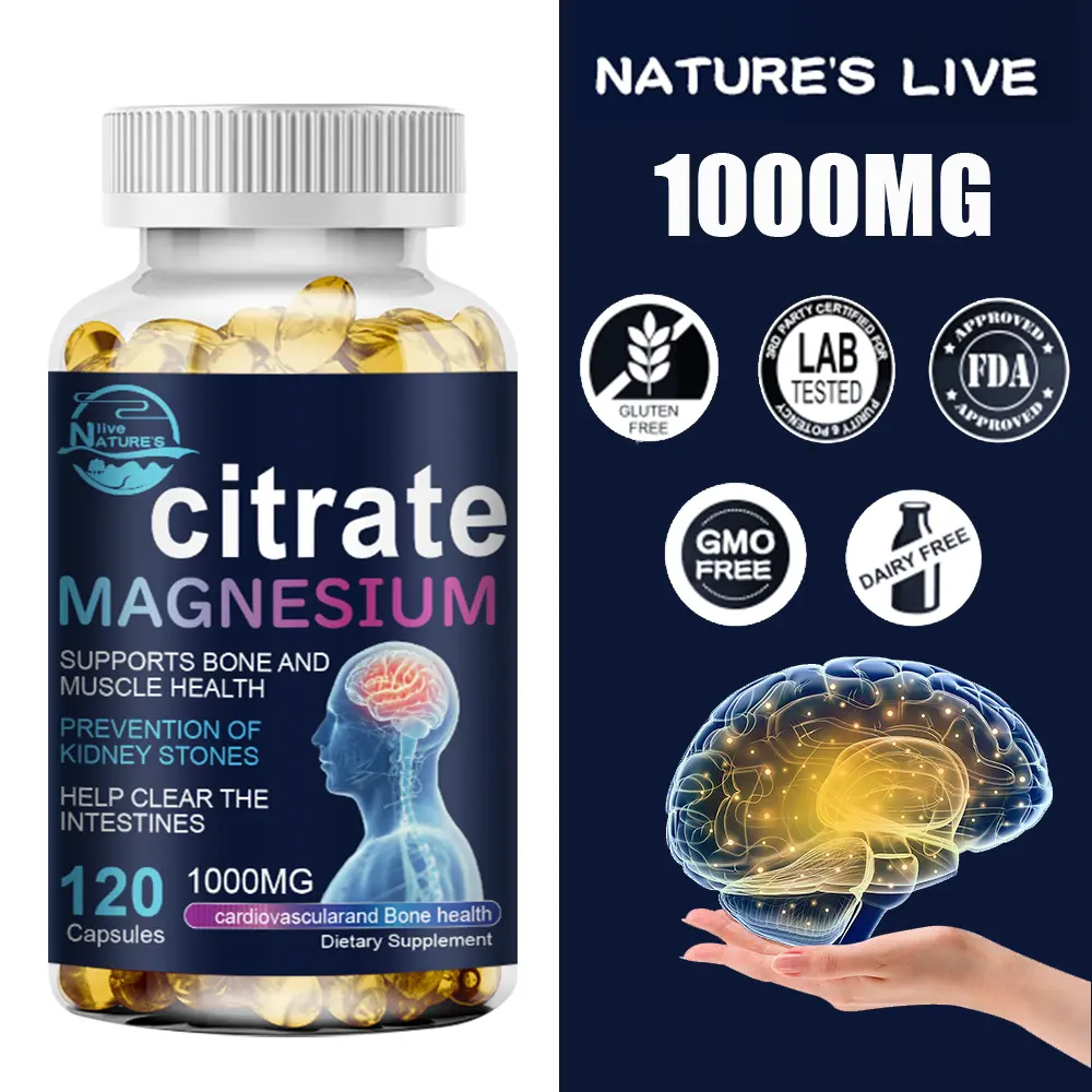 Magnesium Citrate Mineral Supplements - 1000mg per Serving, Chelated Magnesium, Calm & Sleep Support, Nervous & Joint Support, Gentle Mag Citrate, Gluten Free, Vegan, 120 Capsules, Bone & Heart Aid, Calm & Sleep Support Mineral Supplements