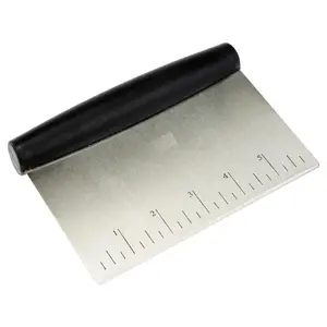 Multi-Purpose Bench Scraper – Stainless Steel Dough Cutter with Measurement Marks, Non-Slip Grip, Dishwasher Safe Baking Tool (6 Inch)