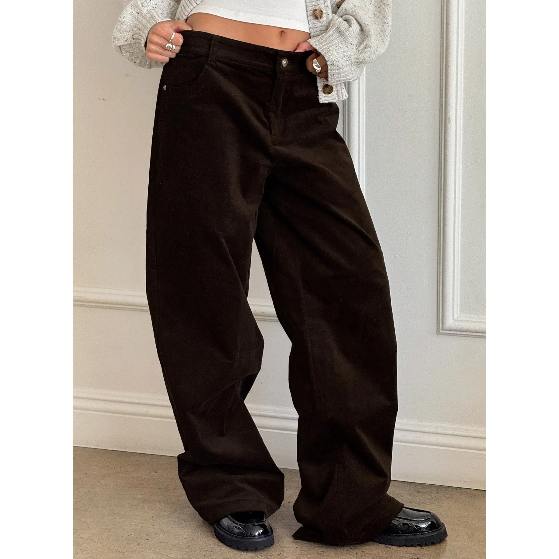 Kenza Wide Leg Corduroy Pant Brown
