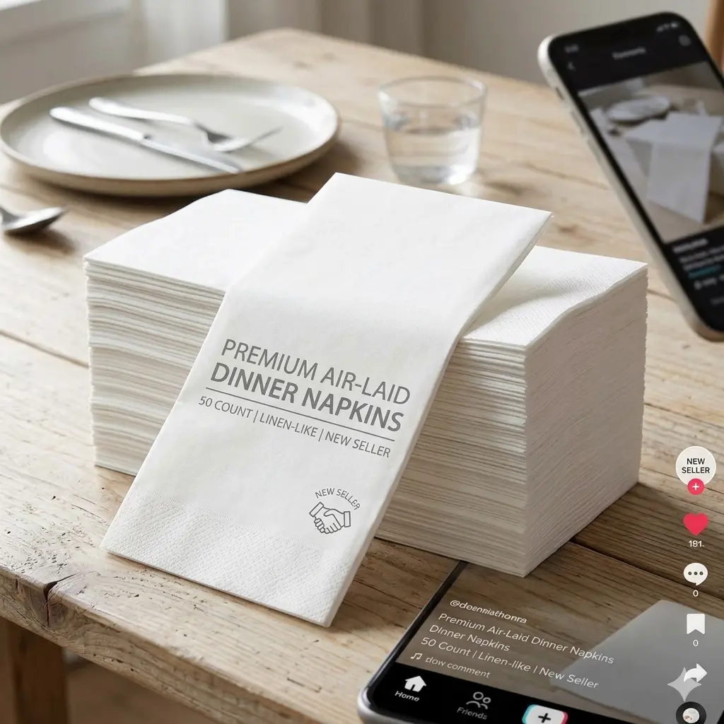 Softure 50-pack, Airlaid Napkins, White Napkins, Linen-Feel Dinner Napkins, Linen like Napkins, Disposable Cloth-Like Soft, Absorbent Napkins, Hand Towels For Kitchen, Bathroom, Parties, Weddings
