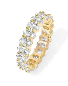 PAVOI 14K Gold Plated Rings - Oval 6A Cubic Zirconia Love Ring and Eternity Ring - 5mm Stackable for Women
