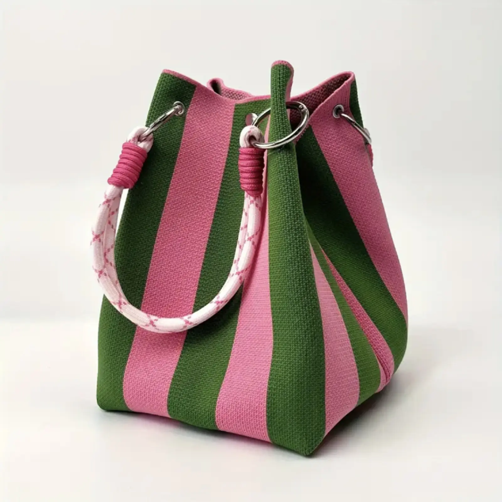 Women's Boho Tote Bags in Crochet, Striped Knit & Canvas, Casual Trendy Purses for Beach & Travel with Secure Magnetic Snap Close, Everyday Bag, Handwoven Shoulder Bag, Gifts For Women
