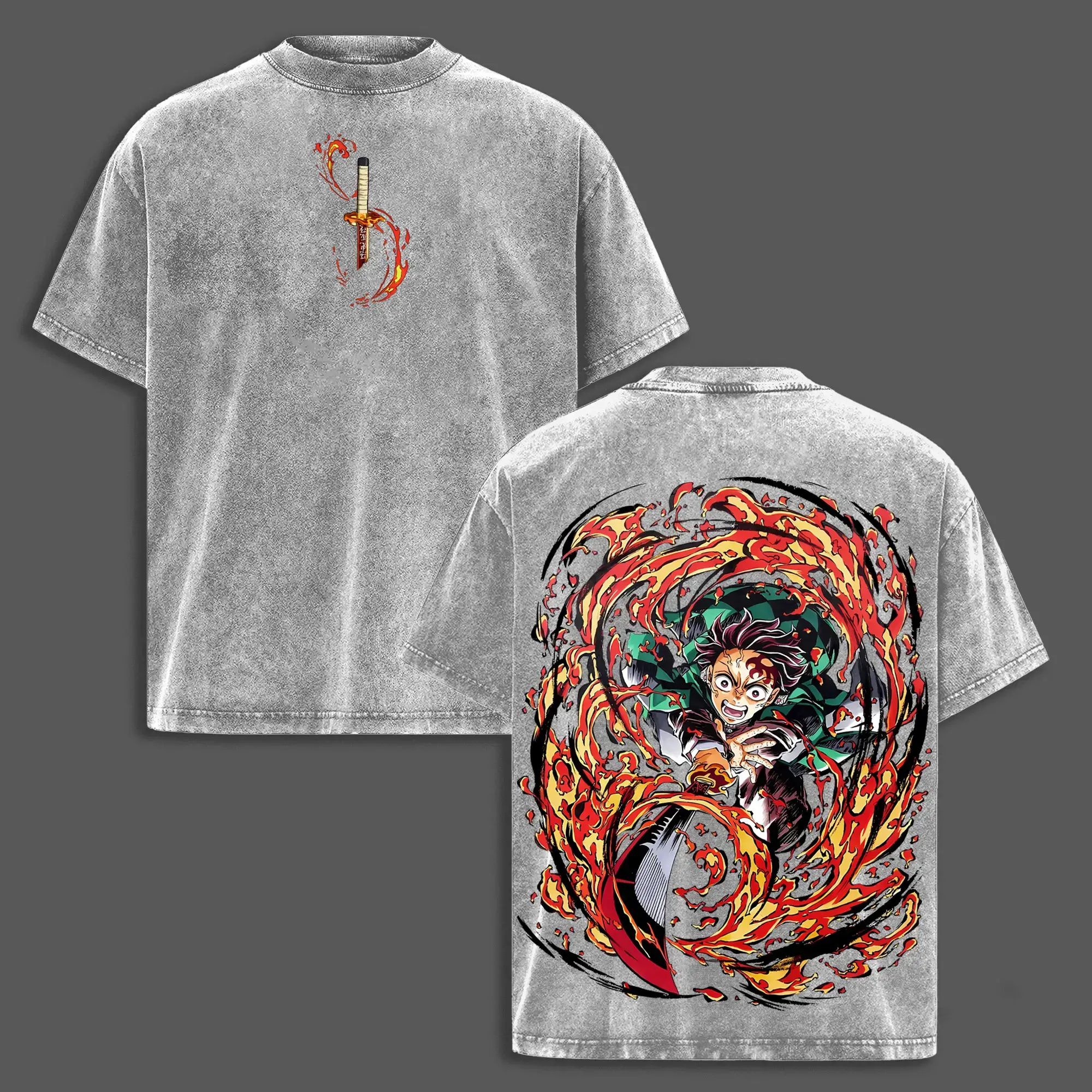 Tanjiro Kamado T-Shirt Demon Slayer Infinity Castle Arc Anime Graphic Tee Oversized Acid Washed Soft Cotton Shirt Anime Streetwear Casual Menswear Summer Clothing Gift for Anime Fans t-shirt fashion cotton