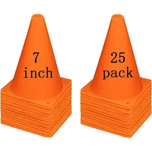Soccer Cones (7 Inch 25 Pack), Agility Training Sports Cone Plastic with Carry Bag for Football Basketball Drills Field Markers,