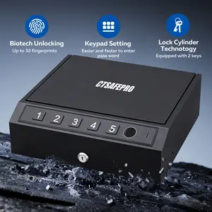 [Father's Day Best Gift] CTSAFEPRO Biometric Fingerprint Gun Safe, Fast Fingerprint Access, 3 Unlock Modes, Built-in LED Lighting, Home Bedside & Vehicle Secure Storage Box