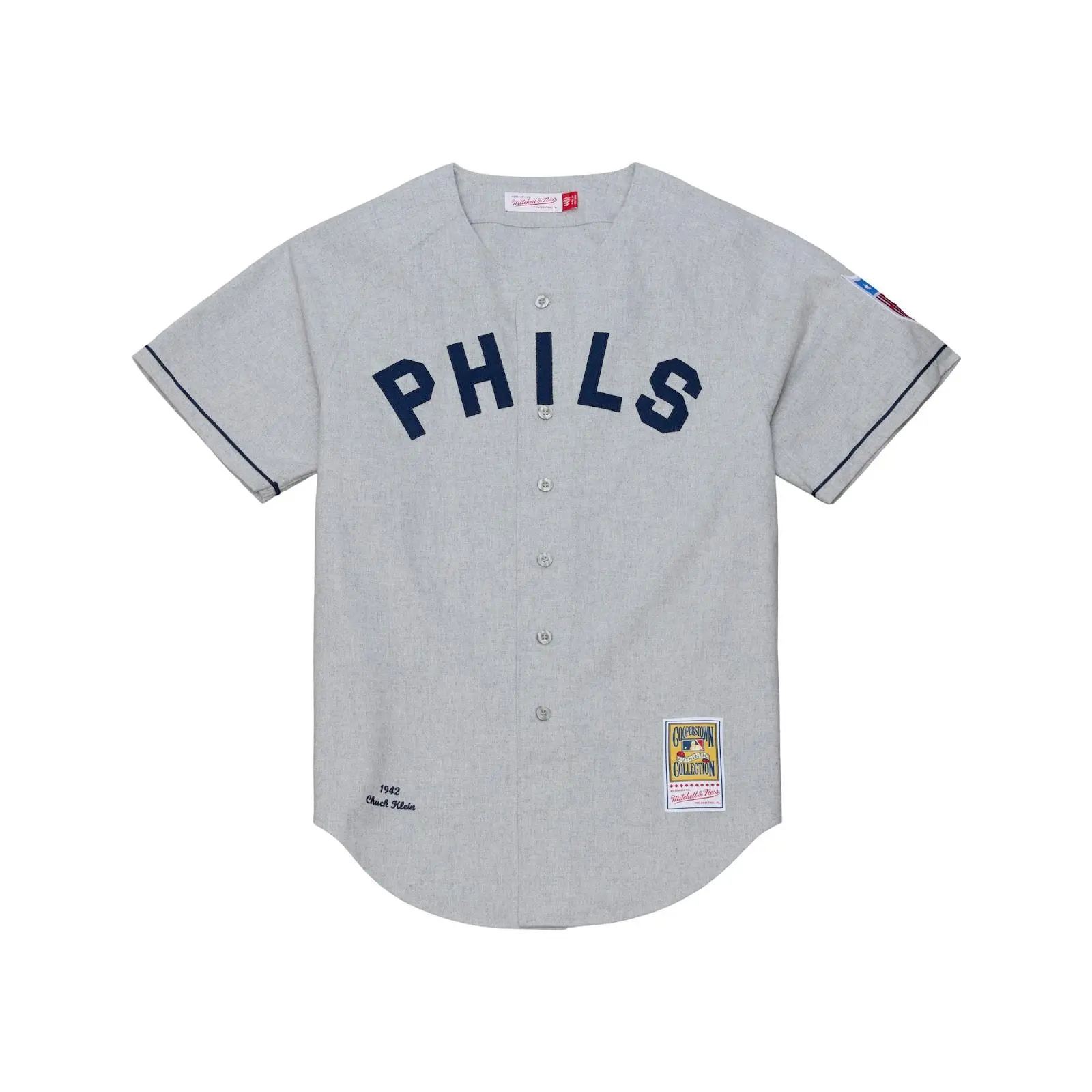 Chuck Klein Philadelphia Phillies 1942 Gray Authentic Jersey MLB Throwback Baseball Cooperstown Fan Gear Mitchell & Ness