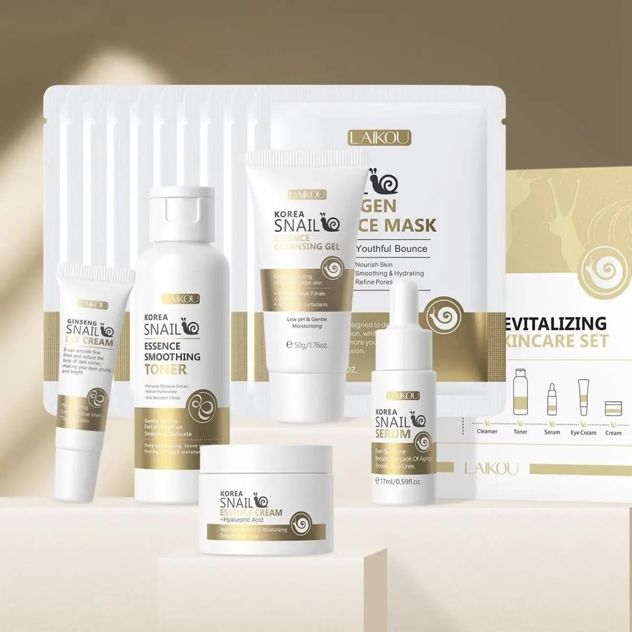 Korean Snail Mucin Skin Care Kits with Collagen Masks Moisturize, Hydrate & Tighten Skin Deep Hydration Daily Hydrating Skincare Set Gift Box for Smooth, Smoother Firming Skin Moisturizer Anti Aging Set