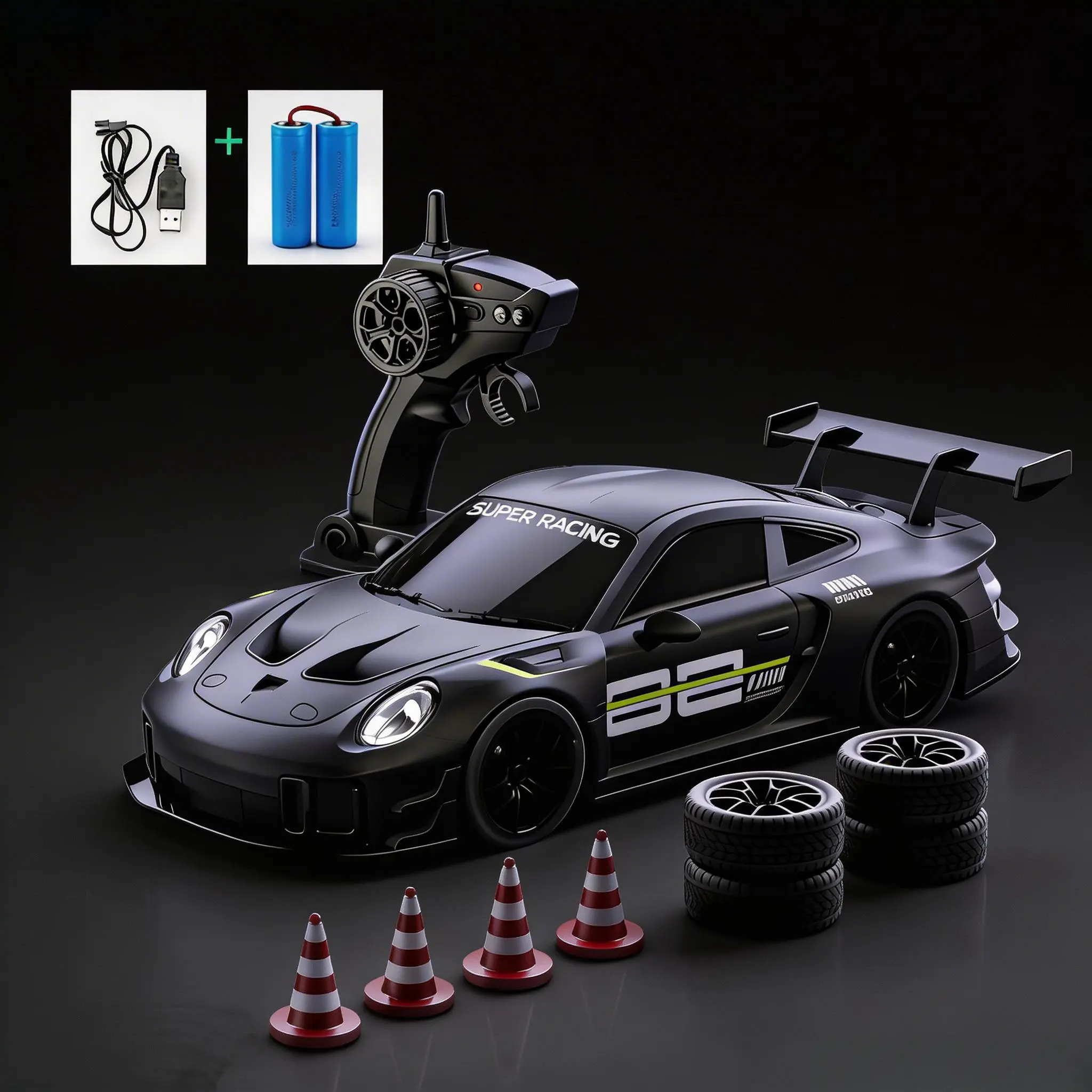 High Speed RC Model Car - RC Controlled Offroad Vehicle with Bright LED Headlights, Fast Remote Control Toy for Teenage Boy Gifts