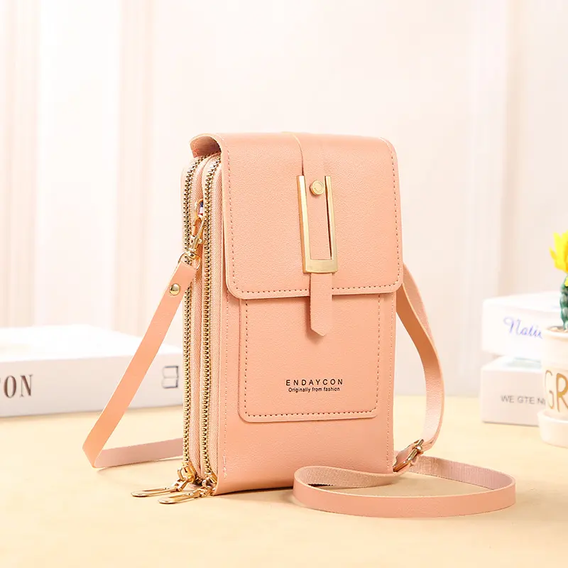 Vertical Mini Crossbody Cell Phone Bag, Dual Zipper Wallet Purse with Snap Flap & Adjustable Shoulder Strap for Daily Outdoor Activities ﻿