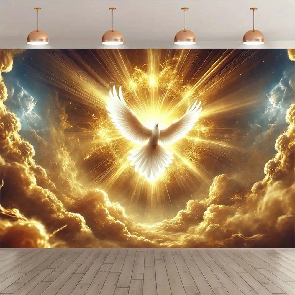 1pc Holy Spirit Dove Polyester Photography Backdrop Flag, 243.84x182.88cm Wall Hanging Tapestry, Studio Prop, Indoor-Outdoor Banner, Festive & Home Decor Supplies