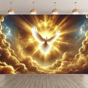 1pc 243.84x182.88cm, Holy Spirit Dove, Polyester photography background flag, party photo background tapestry, indoor and outdoor banner decoration, studio props, holiday party and birthday decoration supplies