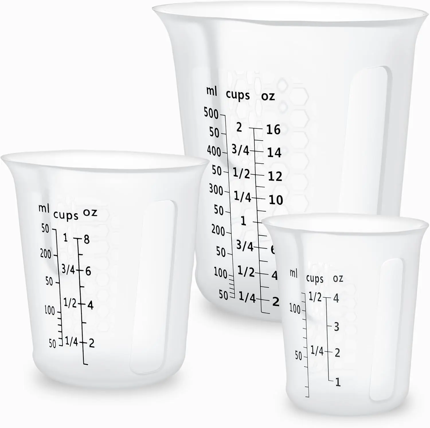 Silicone Measuring Cups Set 125ml + 250ml + 500ml for Cooking Reusable Baking Supplies Silicone Flexible Melting Measure Cup for Butter, Chocolate