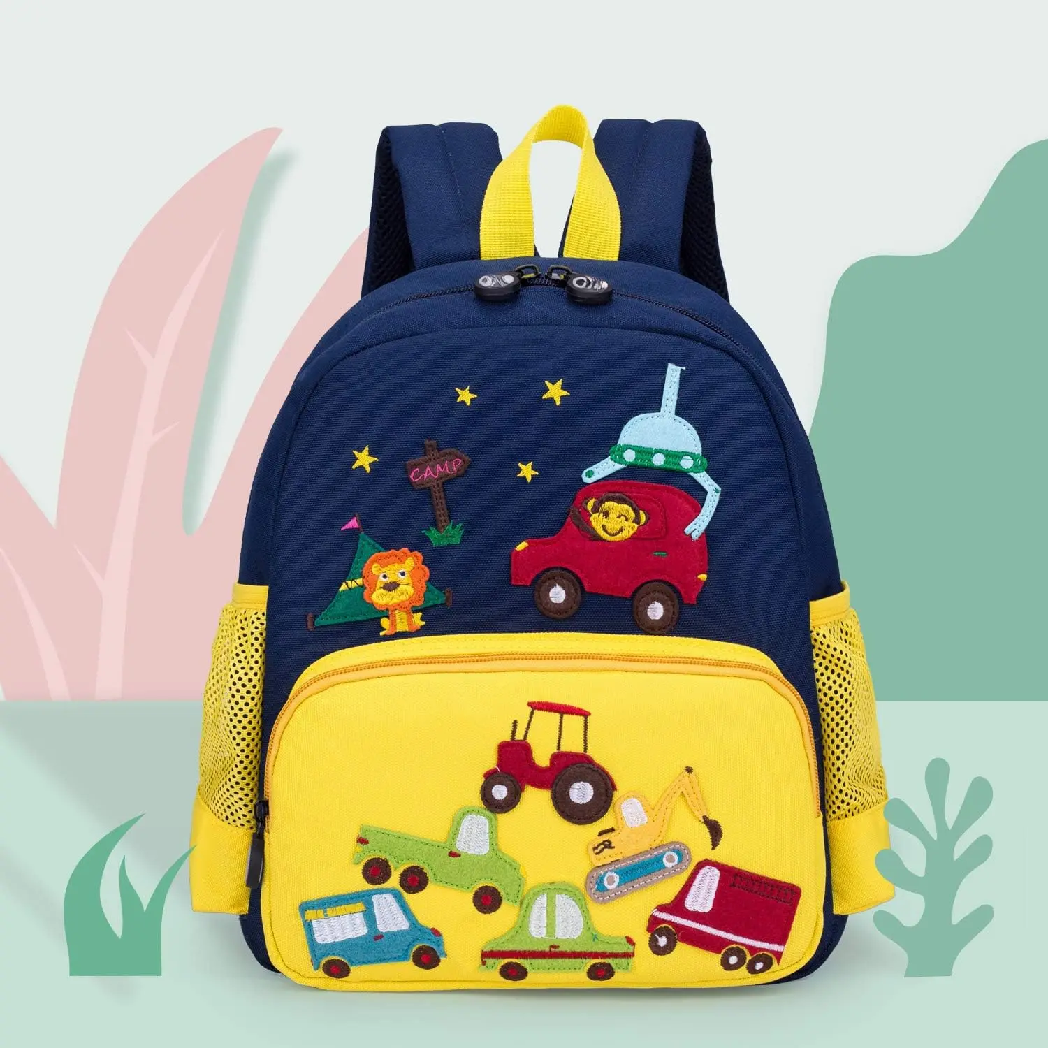 Cute Zoo Little 3D Backpack Kids Backpack for Boys and Girls Toddler Backpack Waterproof Preschool Yellow Car One Size