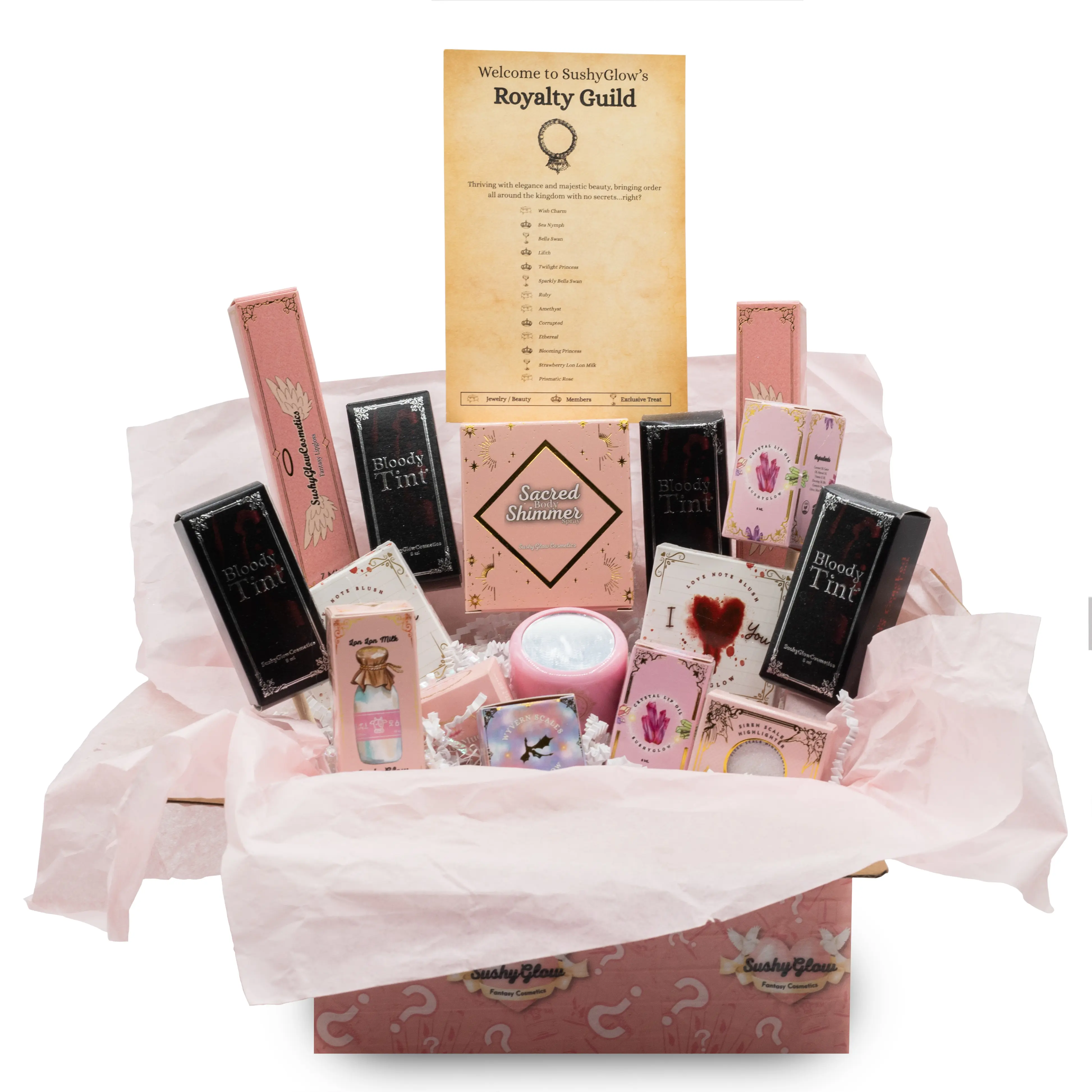 Guild Themed Mystery Box - Makeup - Lipglosses - Lip Stain - Bodyshimmers - Makeup brushes - Blushes