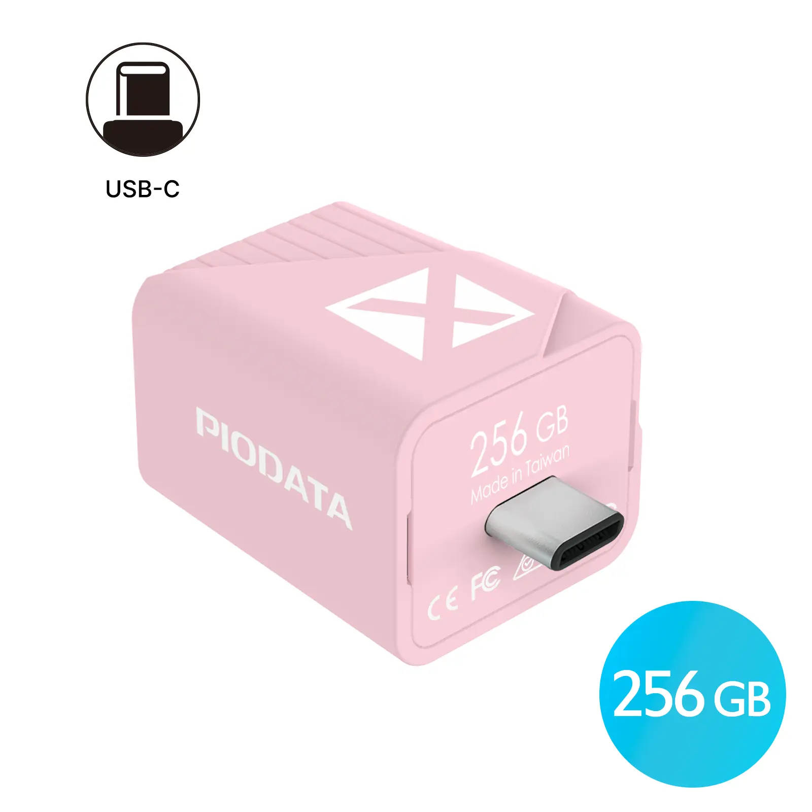 Smartphone Photo Stick Backup: 256GB Pink Data Cube - Apple MFi Certified - Auto Back Up Storage Type C USB Flash Drive for iPhone/iPad/Android devices