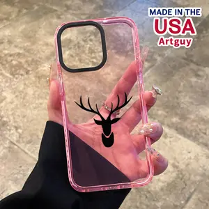Phone Case for iPhone 16 Plus 15 Pro Max 14 13 12 11 Stag Silhouette Pattern Non-Yellowing Shockproof Soft Silicone Transparent Cover