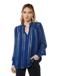 Rosalie Metallic Striped Long Sleeve Top