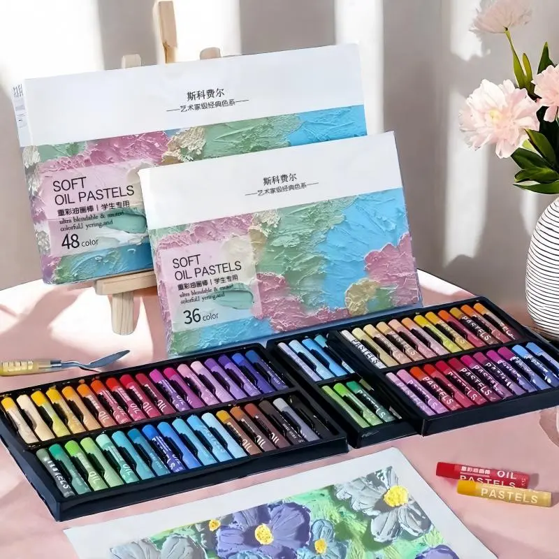 Oil Pastels, 12/24/36/48 Colors Oil Pastels, Art Supplies for Students, Drawing & Painting Supplies for Home School Office