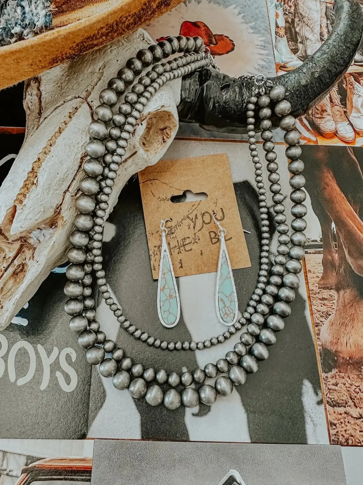 Western Pearl 3 Layered Shorty Cowgirl Necklace for Women, Daily Wear and Casual Navajo Inspired Necklace fashion necklace Dainty Layering Jewelry