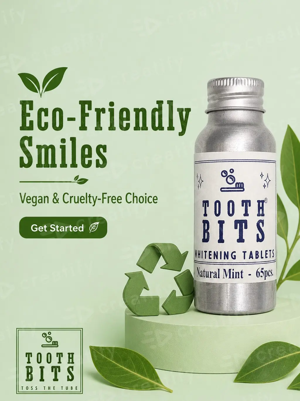 TOOTH BITS® - Natural Mint Whitening toothbrushing tablets