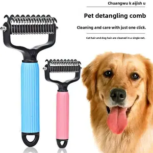 Pet Grooming Tool, Universal Detangling Comb for Dogs, Stainless Steel Double-Sided Design, Practical Daily Dog Coat Maintenance Supplies, Effective Shedding Removal & Matted Hair Tamer.