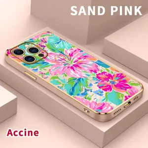 Luxury Electroplated TPU Phone Case for iPhone 17 Pro Max Air 16 15 14 Plus 13 12 11 Floral Color Symphony Classic Straight Design Ultra Thin Soft Smartphone Cover