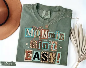 Comfort Colors Retro Mama T-Shirt, Y2K Ransom Letter Graphic Tee for Moms, Funny Trendy Mom Shirt, Vintage Style Birthday Gift for Mom, Casual Cotton Everyday Outfit for Women - AMBER