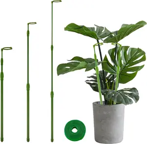 3 Pack Extendable Plant Stakes, Plant Stakes for Indoor Outdoor, 16.5-42.5 Inch Adjustable Monstera Plant Support Sticks with Clips for Clombing Plants, Vine, Orchid, Tomato, Vegetables