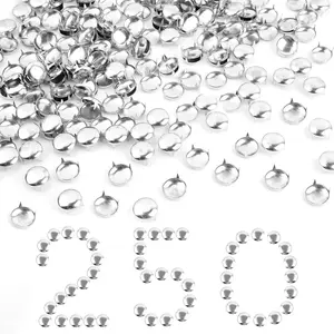 250 Pcs Round Dome Studs 16mm Silver Nailheads Rivets for Clothing, Brass Metal Punk Spikes Spots for Leather, Prong Nail for DIY Rock Belt, Bag, Shoes, Collars