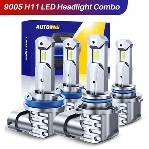 AUTOONE 9005/9006/H11 LED Headlight Bulbs Combo, 9005/HB3 9006/HB4 H11/H8/H9 Halogen Replacement HeadLamp Bulbs Kit, 6000K White Super Bright Plug and Play, Pack of 4 or 2