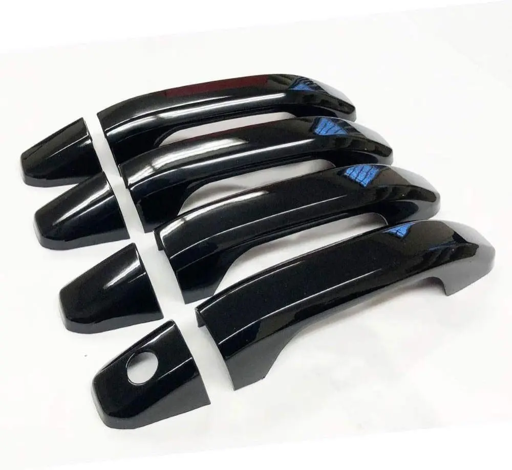 Ultra Finish Glossy-Black Series 8pcs Door Handle Covers Compatible with 2014-2019 Chevrolet Silverado+GMC Siera Suvs Trucks