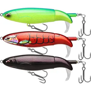 Topwater Plopper Bait Fishing Lures Equipped with BKK Hooks, Instant Startup Long Cast Design with Balanced Spray Sound and Swim Action for Bass Catfish Walleye Pike, Perfect for Family Fishing fishhooks