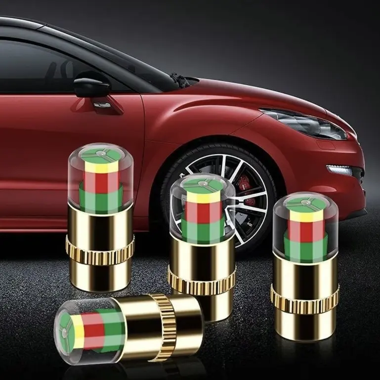 Car Auto Tire Pressure Monitor Valve, Car Pressure Monitor Valve Stem, Tire Pressure Monitor Valve Stem Cap for Medium-Sized, Small, Motorbikes, Bicycles，copper core