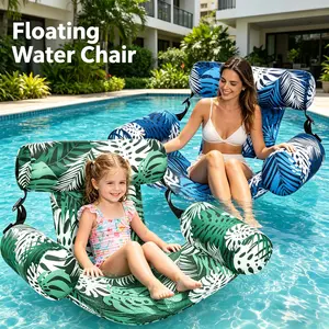 Inflatable Pool Float Lounge Chair for Adults, Heavy Duty Blow Up Floating Chair 1/2 Pack with Mesh Seat, Comfortable Pool, Beach, Lake Summer Water Lounge