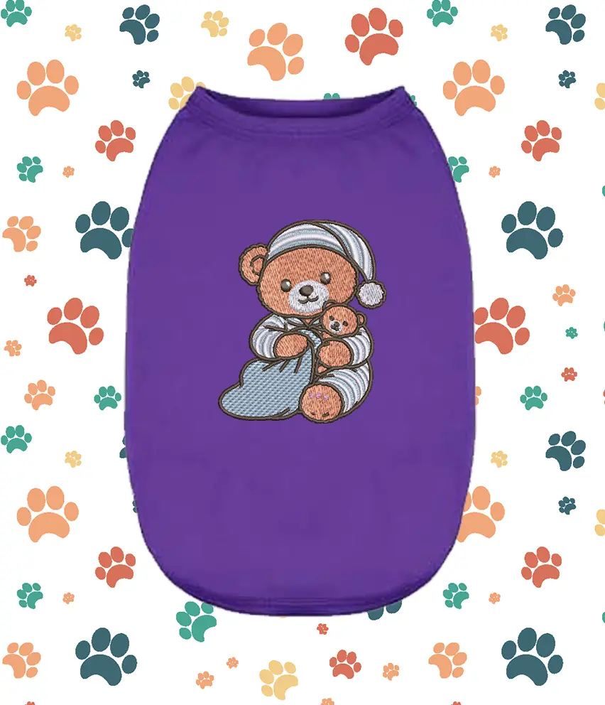 Embroidered Teddy Bear Dog Shirt - Cute Puppy & Small Pet Apparel for Parties, Photos; Soft Fabric for Small Animals, Embroidery