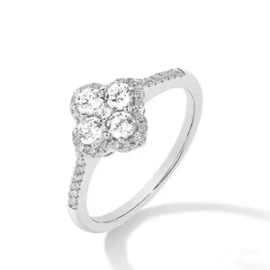 Sterling Silver Flower Cluster Ring for Women – Sparkling CZ Floral Engagement Promise Ring