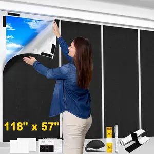 Blackout Window Cover, 118x57 Inch Portable Blackout Blinds, No Drill  Blackout Shades, Cuttable Temporary Black Out Curtains for Bedroom Travel Dorm   RV Media Room Darkening