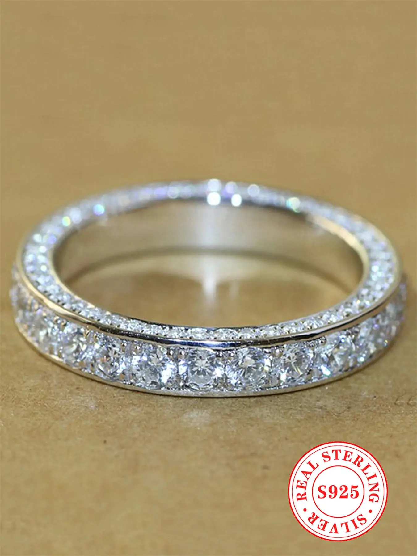 S925 Sterling Silver Fashion Elegant Moissanite Decorated Ring, Luxury Jewelry for Party, Daily Clothing Decor, Trendy Exquisite Jewelry for Birthday