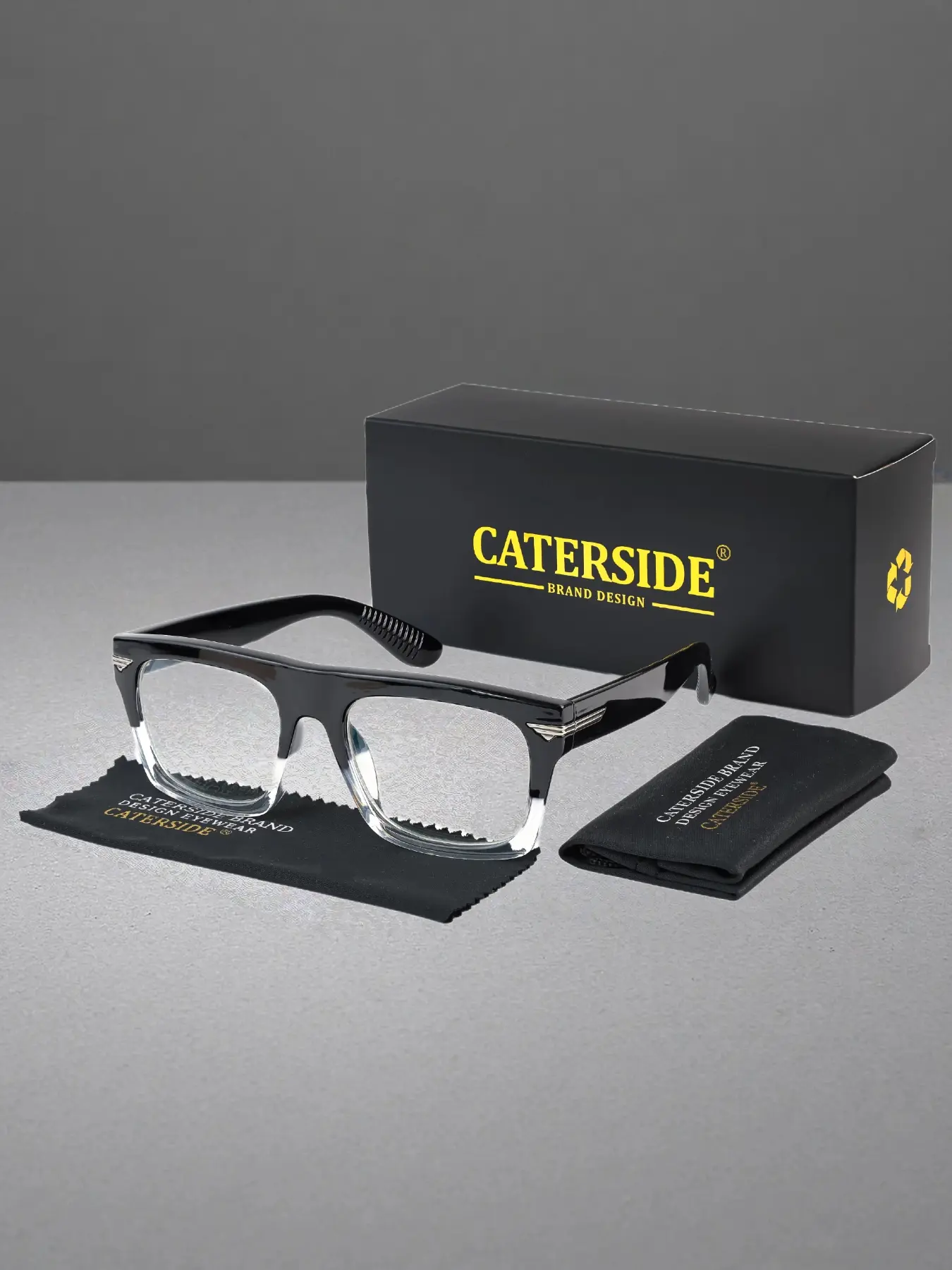 CATERSIDE One Pair With Packaging Classic Elegant Retro Optical Frame TR90 Square Shape Metal Detail Unisex Casual Minimalist Design Perfect For Beach Street Photography and Prop Stylish Square Frames