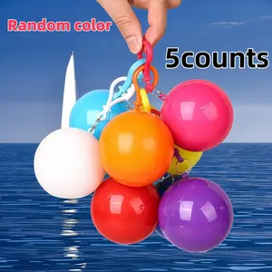Random Color Emergency Raincoat with Ball Box and Clasp, 5 Counts Waterproof Raincoat Keychain, Outdoor Raincoat for Camping, Hiking, Outdoor Sports