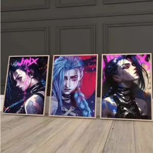 3pcs Unframed League of Legends Art Print Poster, Jinx Canvas Painting, Home Decor Wall Art, Fan Gift, No Ca Prop 65 Warning