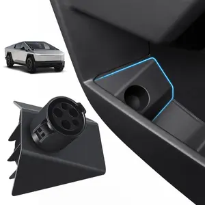 Charging Adapter Storage Box for Cybertruck Accessories,ABS Adaptor Door Dock Socket Prevention Noise,Charging Adapter Organizer Compatible with Cybertruck Accessory,Not Included Adaptor