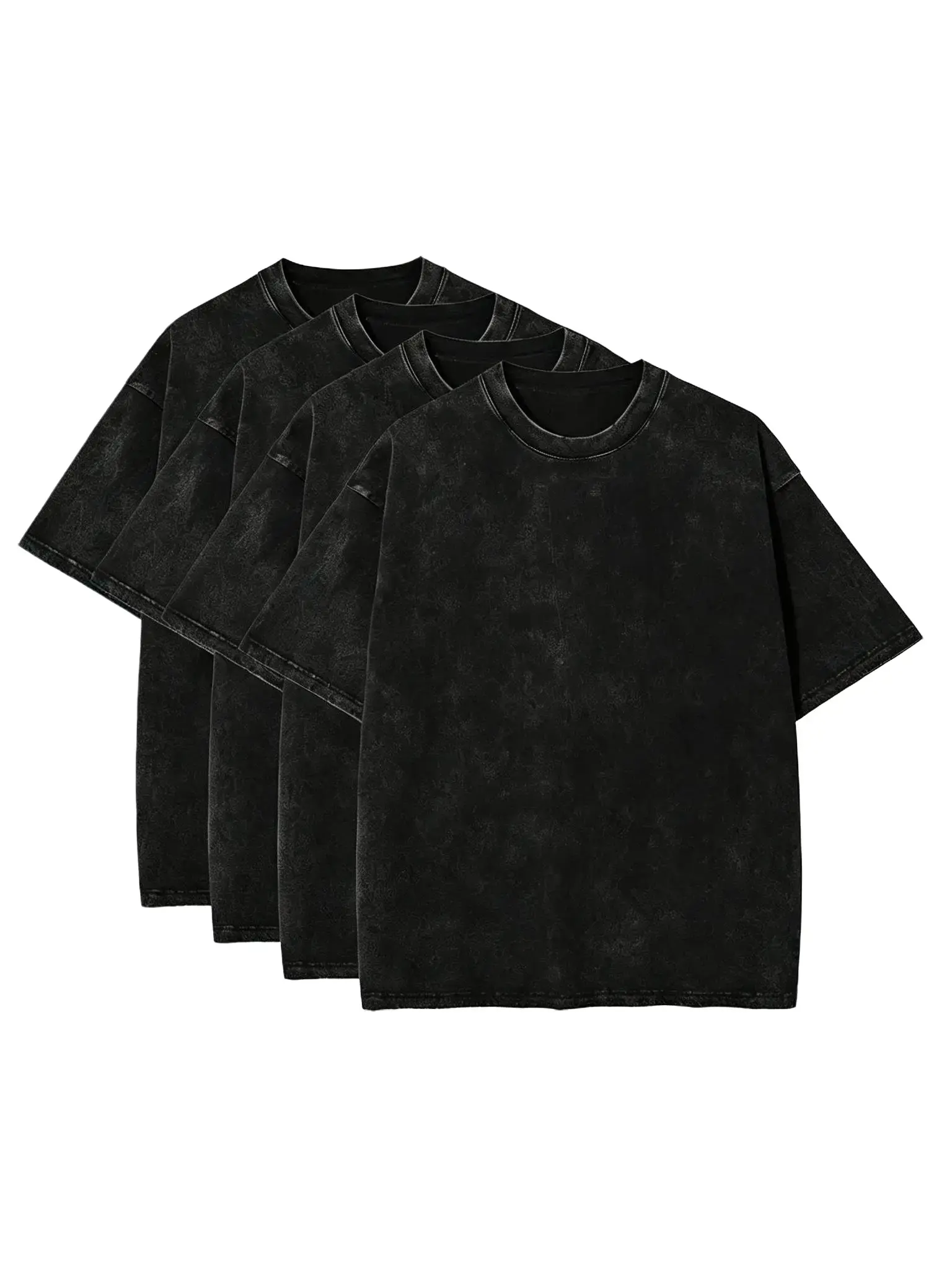 Men's 4-Pack Retro Acid Wash Oversized Crew Neck Short Sleeve Soft Cotton Tees - Drop Shoulder, Loose Fit, Unisex Menswear for Summer Casual Wear, Workout, Pair with Cargo Pants, Round Neck Street Style Vintage Basic Breathable, Teeshirt