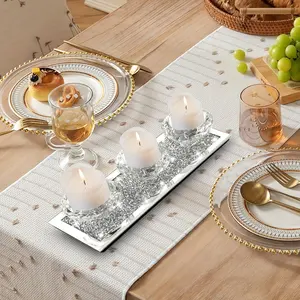 Mirror glass candle holder silver diamond candle holder colored diamond home gift aromatherapy ornaments crystal Home Decor
