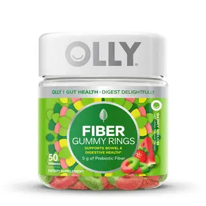 OLLY Fiber Gummy Rings, 5g Prebiotic Fiber, FOS (Fructo-oligosaccharides), Digestive Support, Berry Melon 50ct Snack