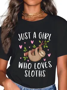 100% Cotton Cute Sloth Shirt For Girls Just A Girl Who Loves Sloths T-Shirt