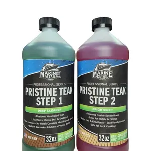 Marine Detail Pristine Teak Step 1 & 2 Professional Series Deep Cleaner & Brightener 32oz Eco-Friendly Formula