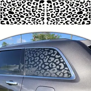 Leopard Print Car Window Decal - One Way Vision Perforated Vinyl Side Window Sticker, Waterproof PVC See Through Car Window Graphics, Privacy UV Protection Animal Pattern Decal for Truck SUV Car，DIY Easy Install